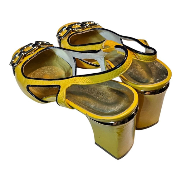 Marc Jacobs Yellow Slingback Heels Size 39.5 - Picture 4 of 15